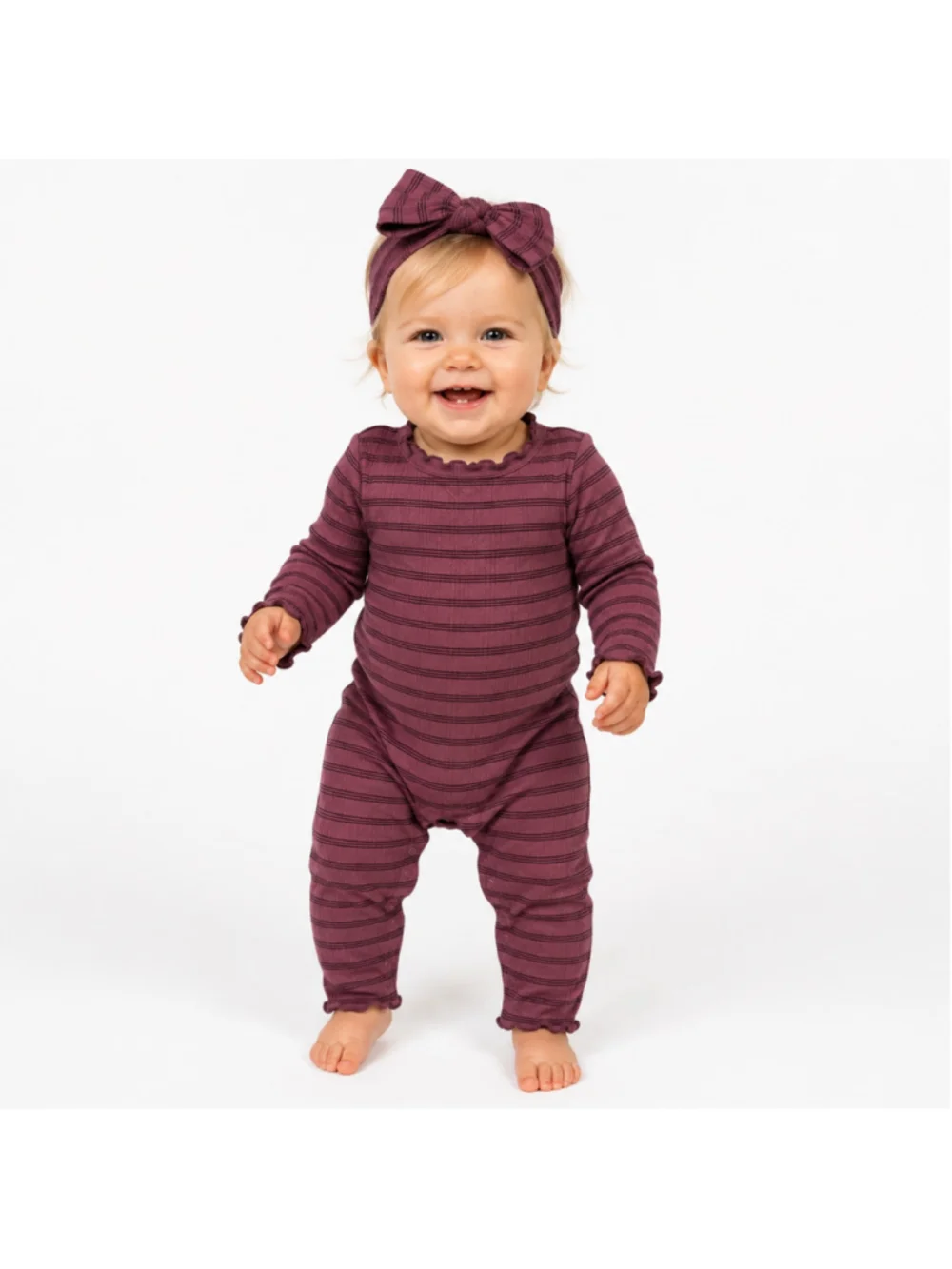 Baby Girl's Cloud Island Jacquard Checkered Romper & Headband Set–12 Months –NWT